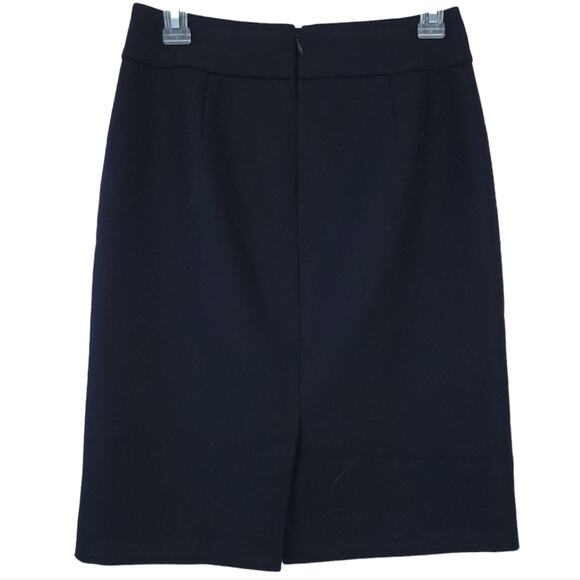 J. Crew 100% Wool Black Pencil Skirt Size 0, Career Skirt, Straight, Zip Back - Picture 2 of 3